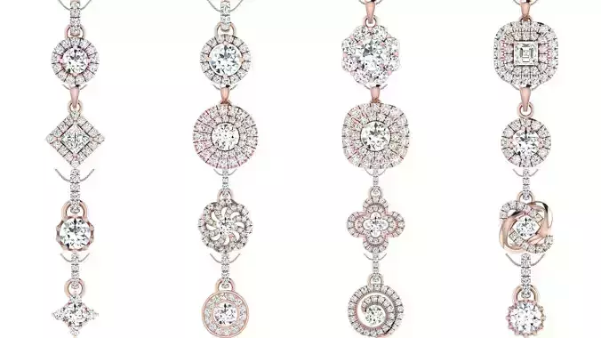 500 Solitaire Women Pendants 3dm STL OBJ FBX  Details Collection 