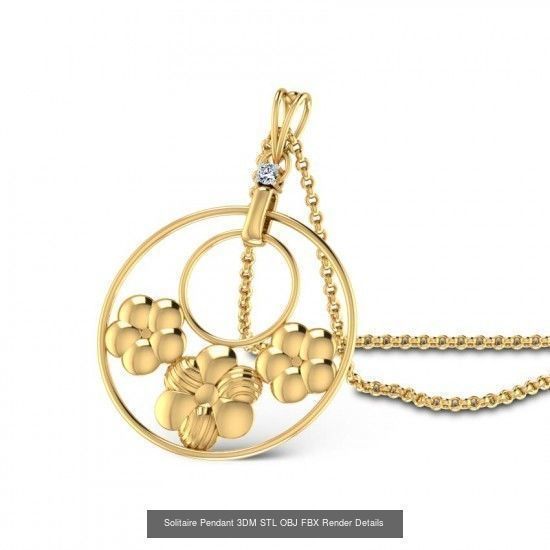 500 Solitaire Women Pendants 3dm STL OBJ FBX  Details Collection _224