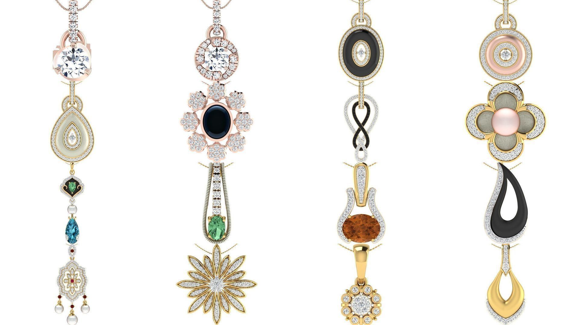 500 Solitaire Women Pendants 3dm STL OBJ FBX  Details Collection _107