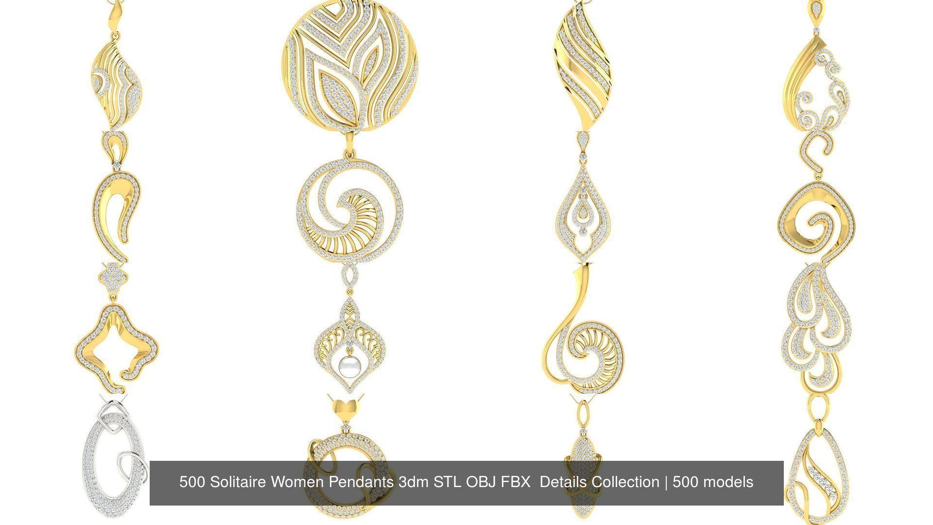 500 Solitaire Women Pendants 3dm STL OBJ FBX  Details Collection _26