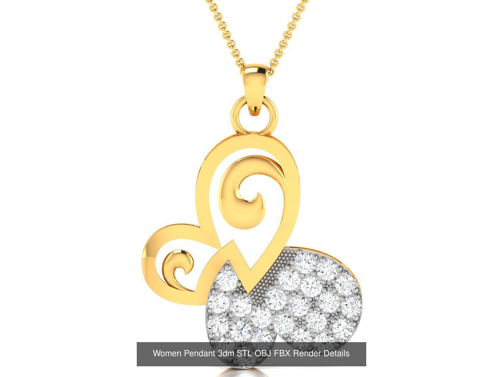 500 Solitaire Women Pendants 3dm STL OBJ FBX  Details Collection _158