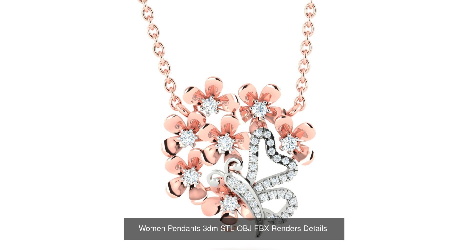 500 Solitaire Women Pendants 3dm STL OBJ FBX  Details Collection _116