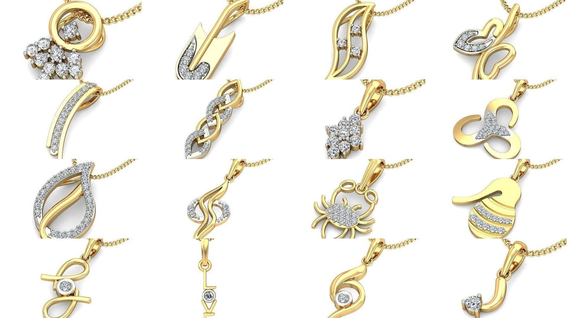 500 Solitaire Women Pendants 3dm STL OBJ FBX  Details Collection _145
