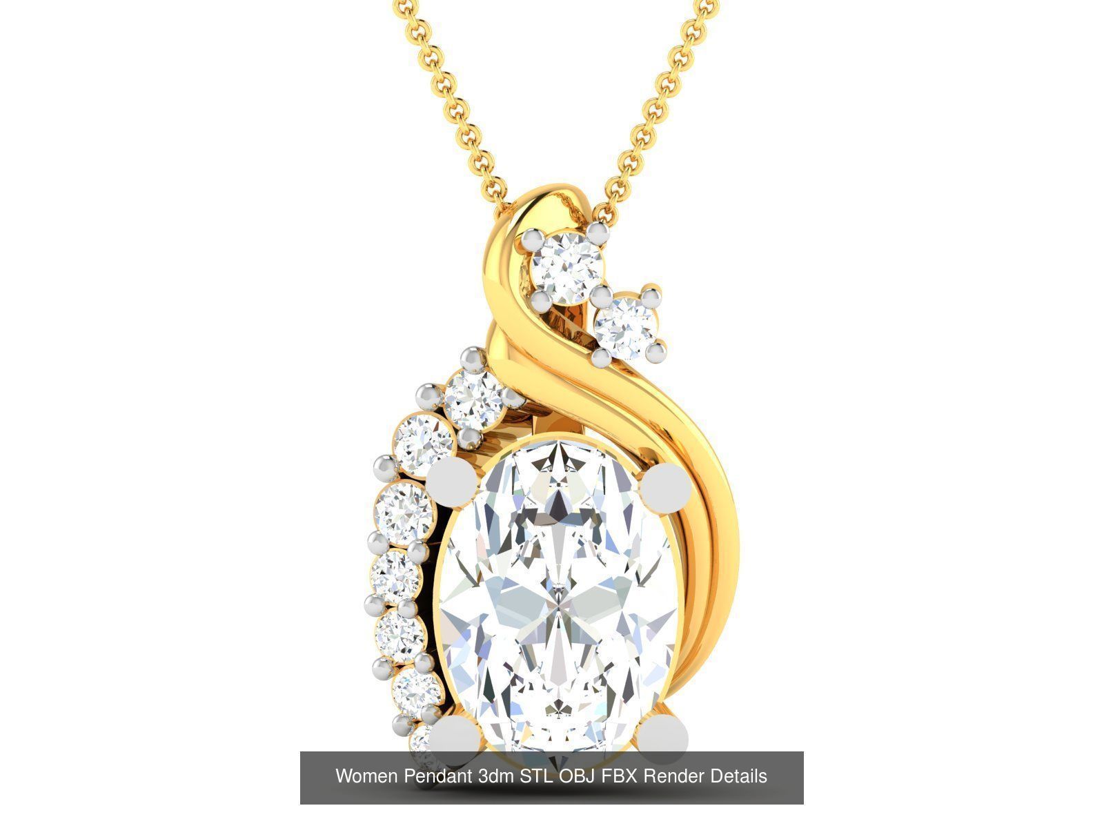 500 Solitaire Women Pendants 3dm STL OBJ FBX  Details Collection _159