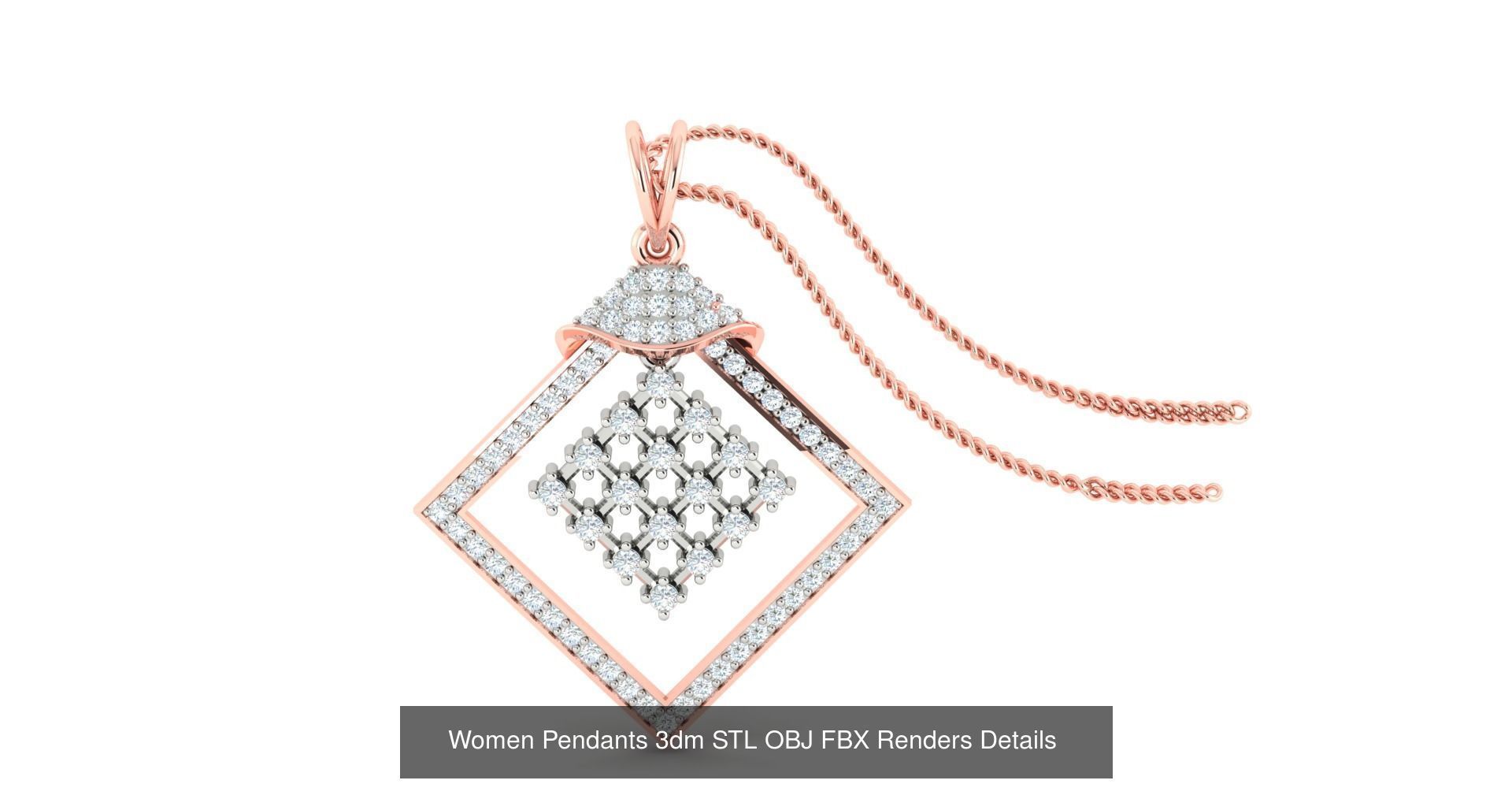 500 Solitaire Women Pendants 3dm STL OBJ FBX  Details Collection _128