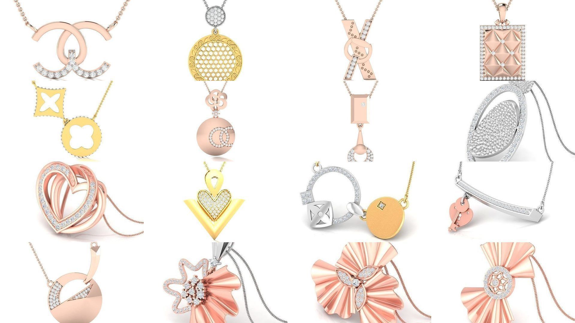 500 Solitaire Women Pendants 3dm STL OBJ FBX  Details Collection _21