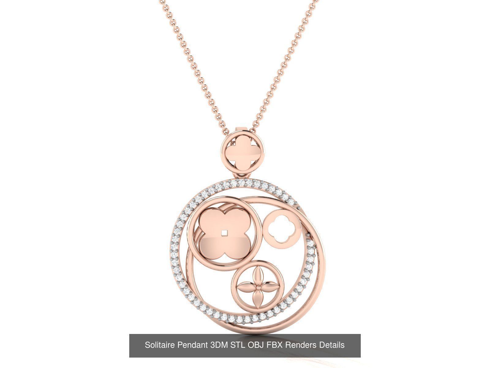 500 Solitaire Women Pendants 3dm STL OBJ FBX  Details Collection _160