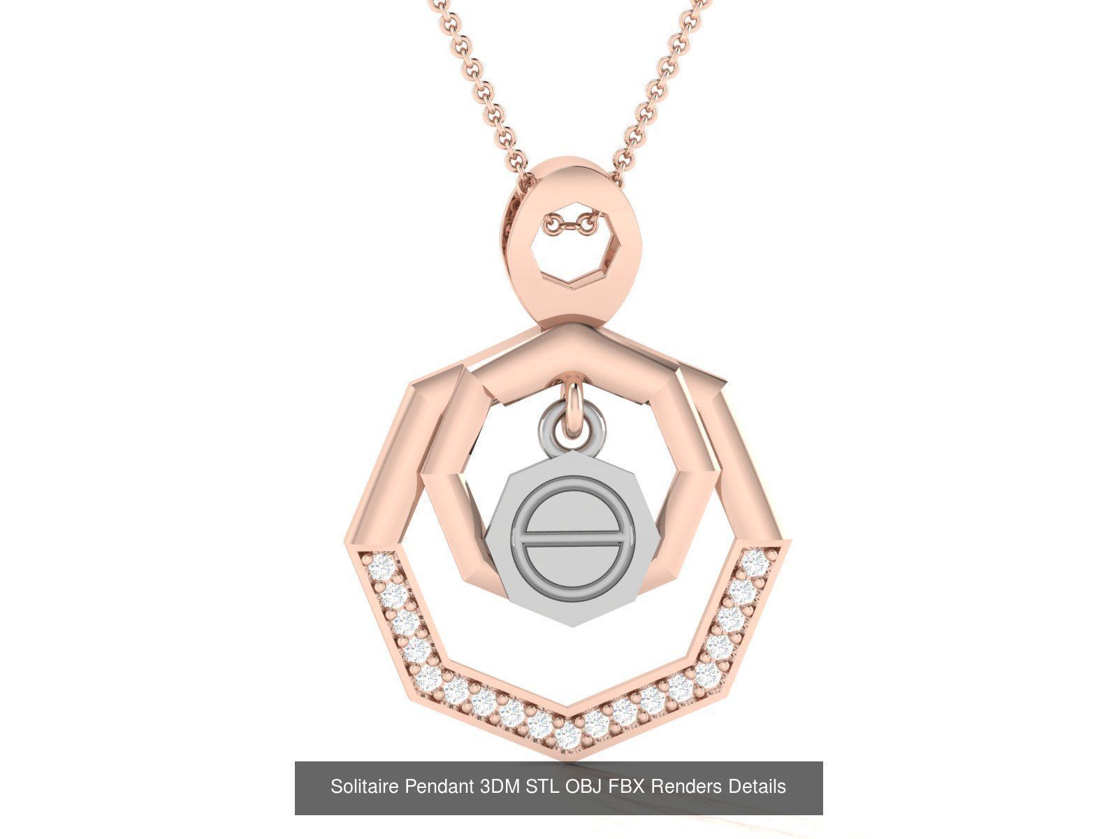 500 Solitaire Women Pendants 3dm STL OBJ FBX  Details Collection _191