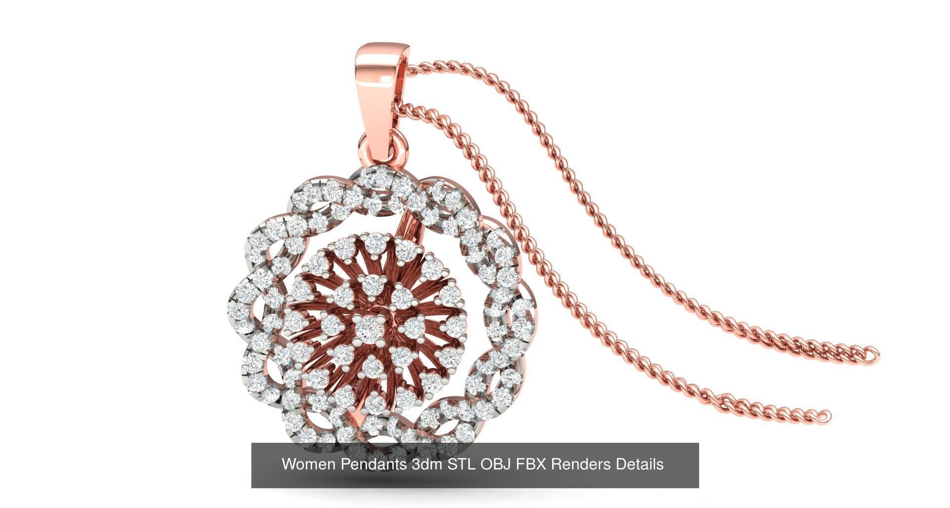 500 Solitaire Women Pendants 3dm STL OBJ FBX  Details Collection _96