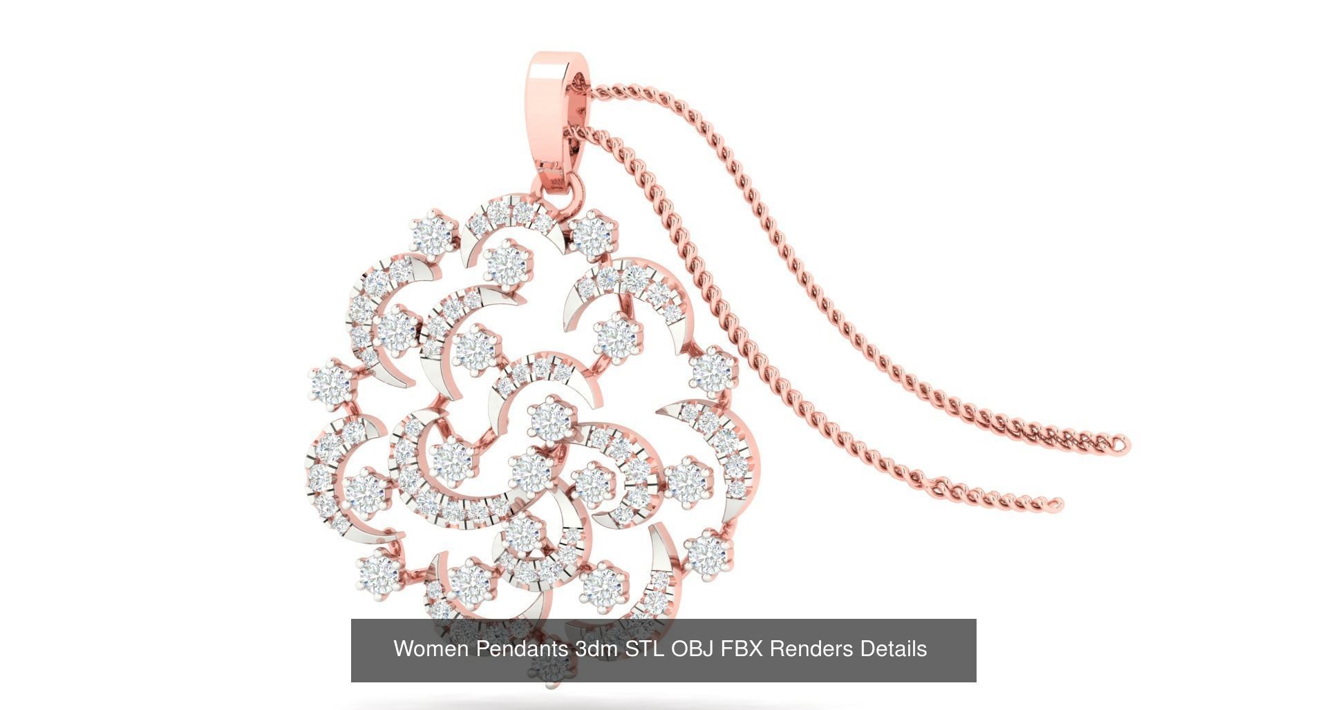 500 Solitaire Women Pendants 3dm STL OBJ FBX  Details Collection _76