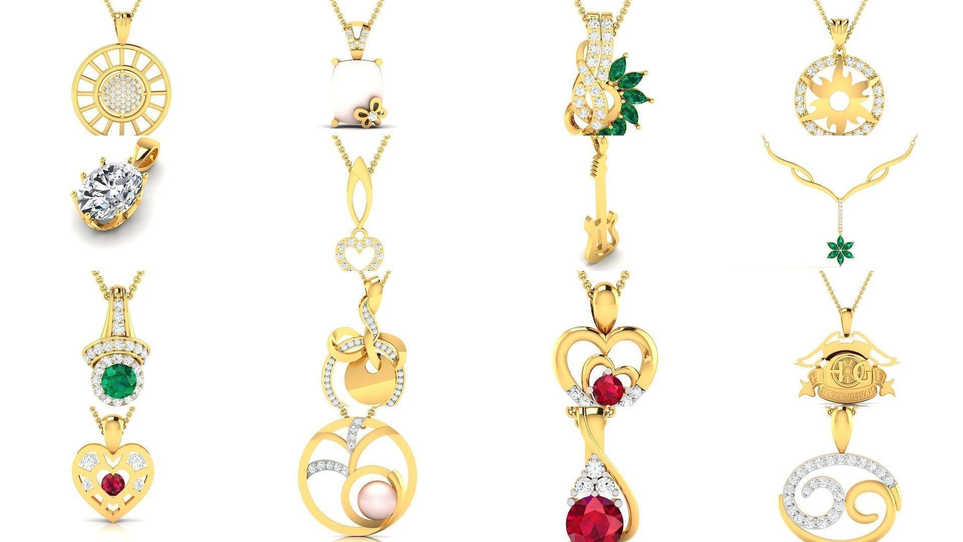 830 Solitaire Women Pendants 3dm STL OBJ FBX Details Collection _218