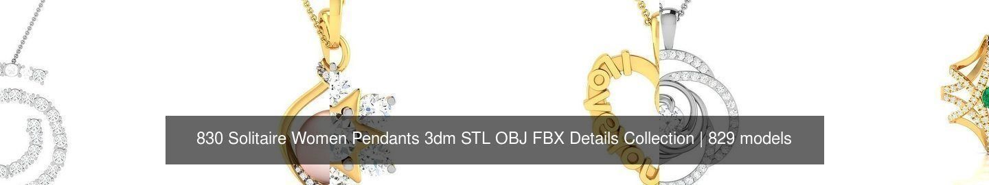 830 Solitaire Women Pendants 3dm STL OBJ FBX Details Collection _208