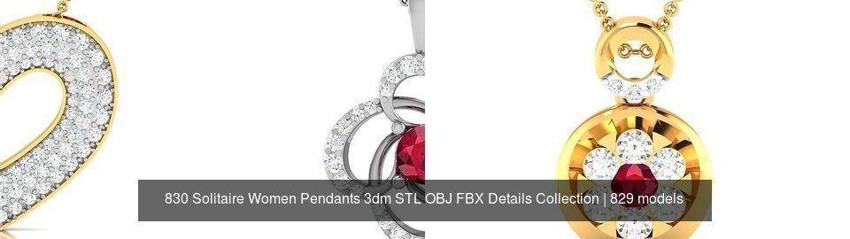 830 Solitaire Women Pendants 3dm STL OBJ FBX Details Collection _180
