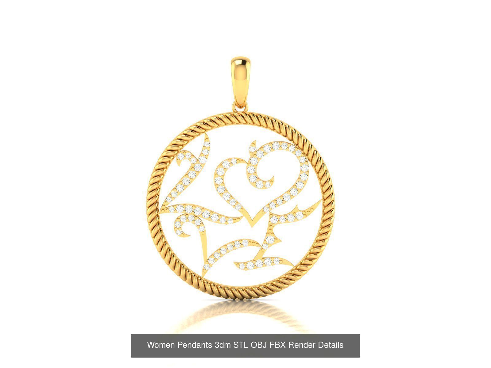 830 Solitaire Women Pendants 3dm STL OBJ FBX Details Collection _339