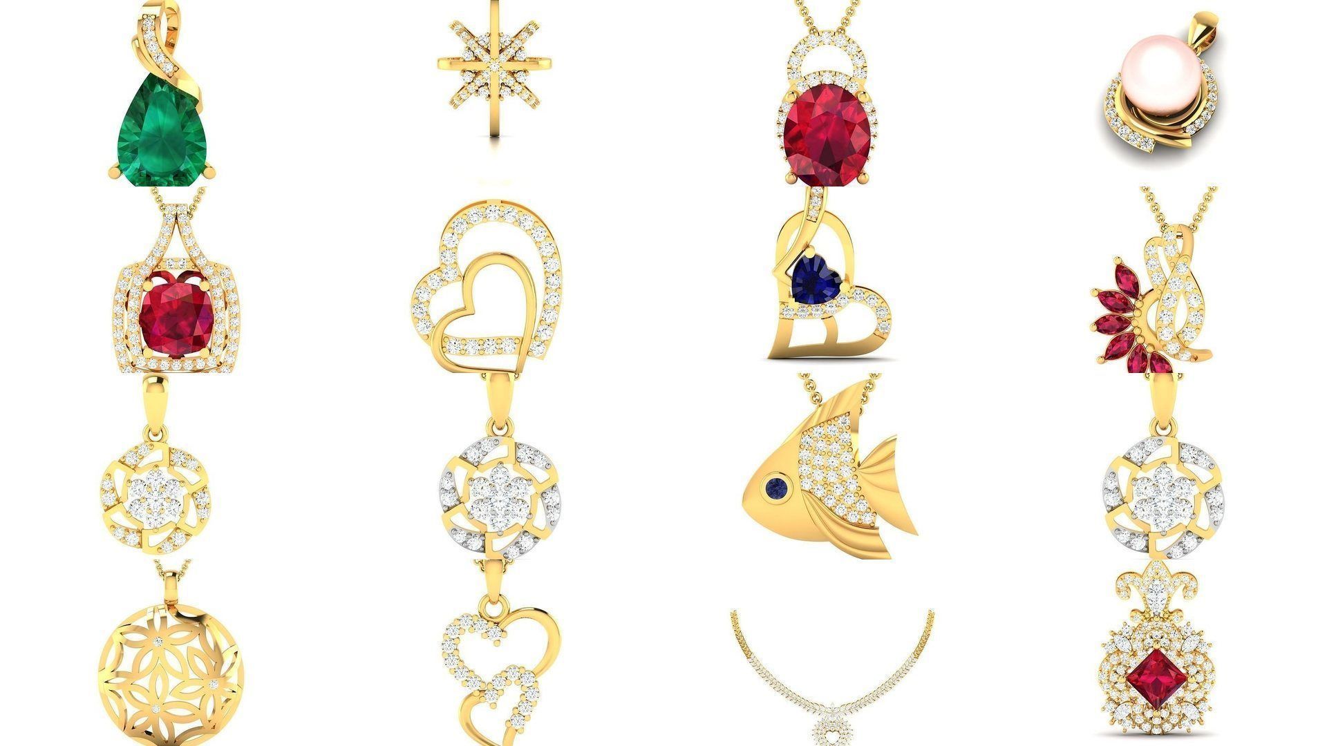 830 Solitaire Women Pendants 3dm STL OBJ FBX Details Collection _104