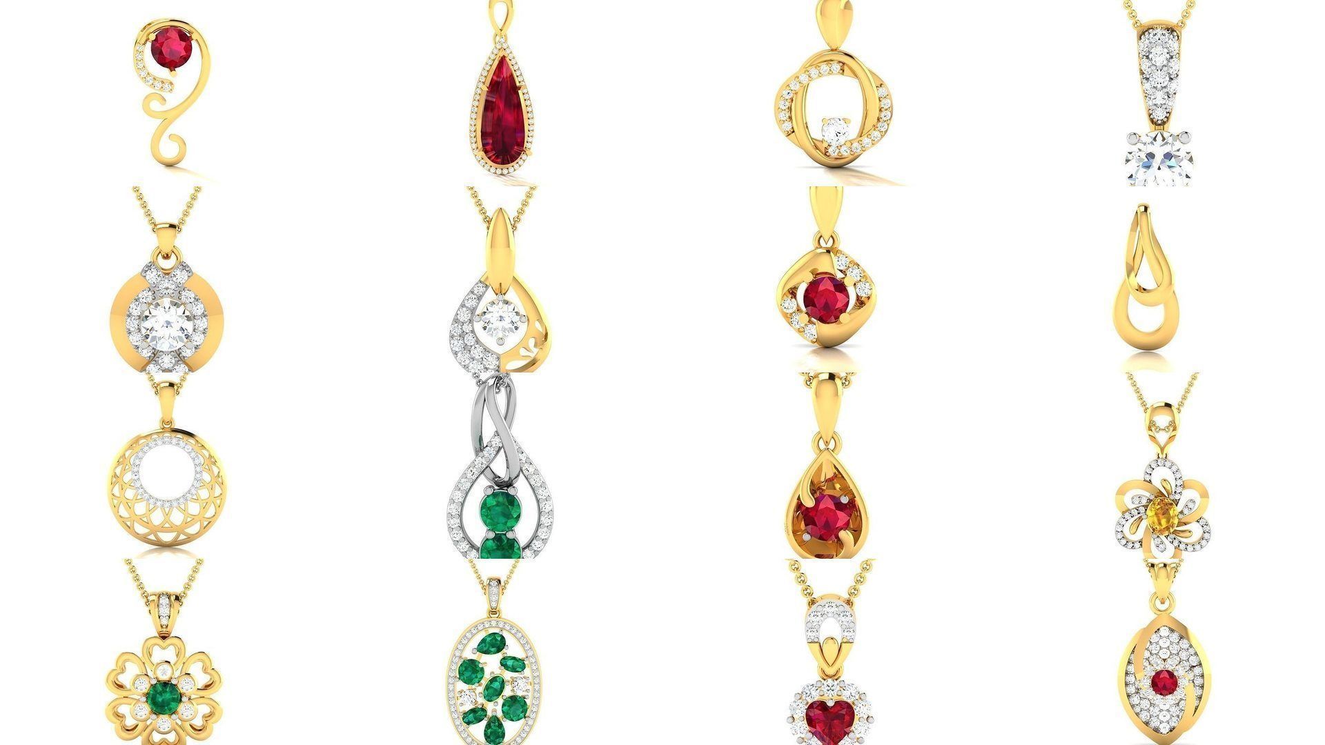 830 Solitaire Women Pendants 3dm STL OBJ FBX Details Collection _293