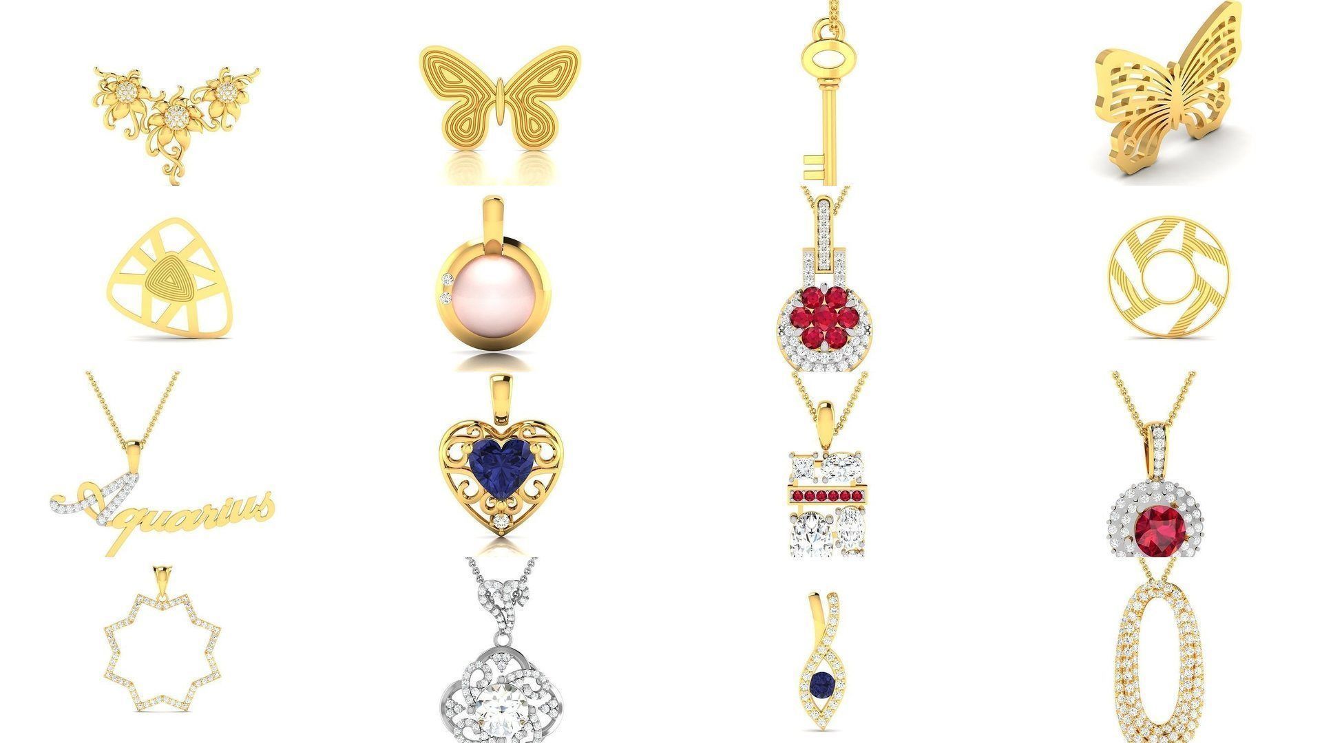 830 Solitaire Women Pendants 3dm STL OBJ FBX Details Collection _272