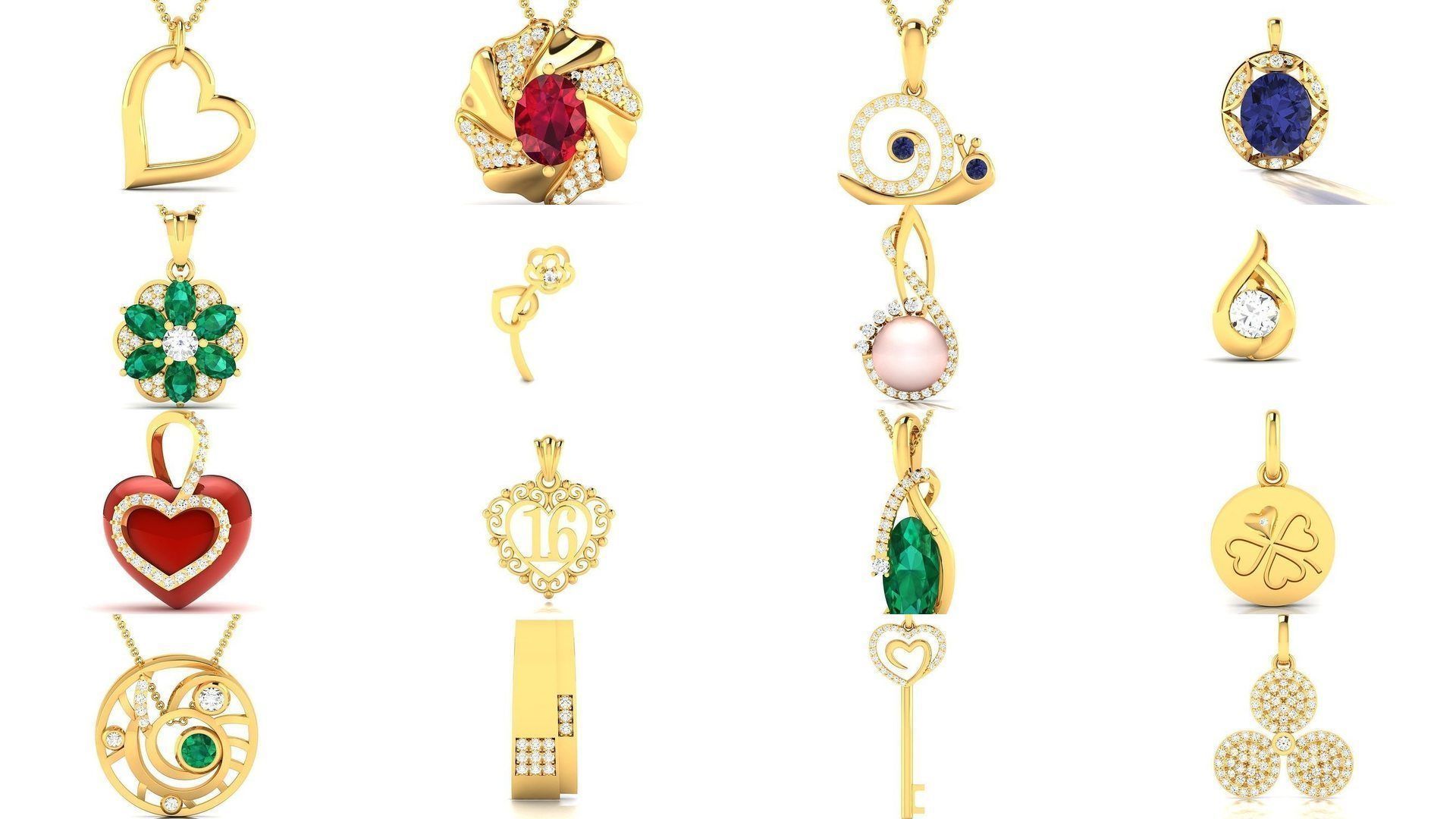 830 Solitaire Women Pendants 3dm STL OBJ FBX Details Collection _114