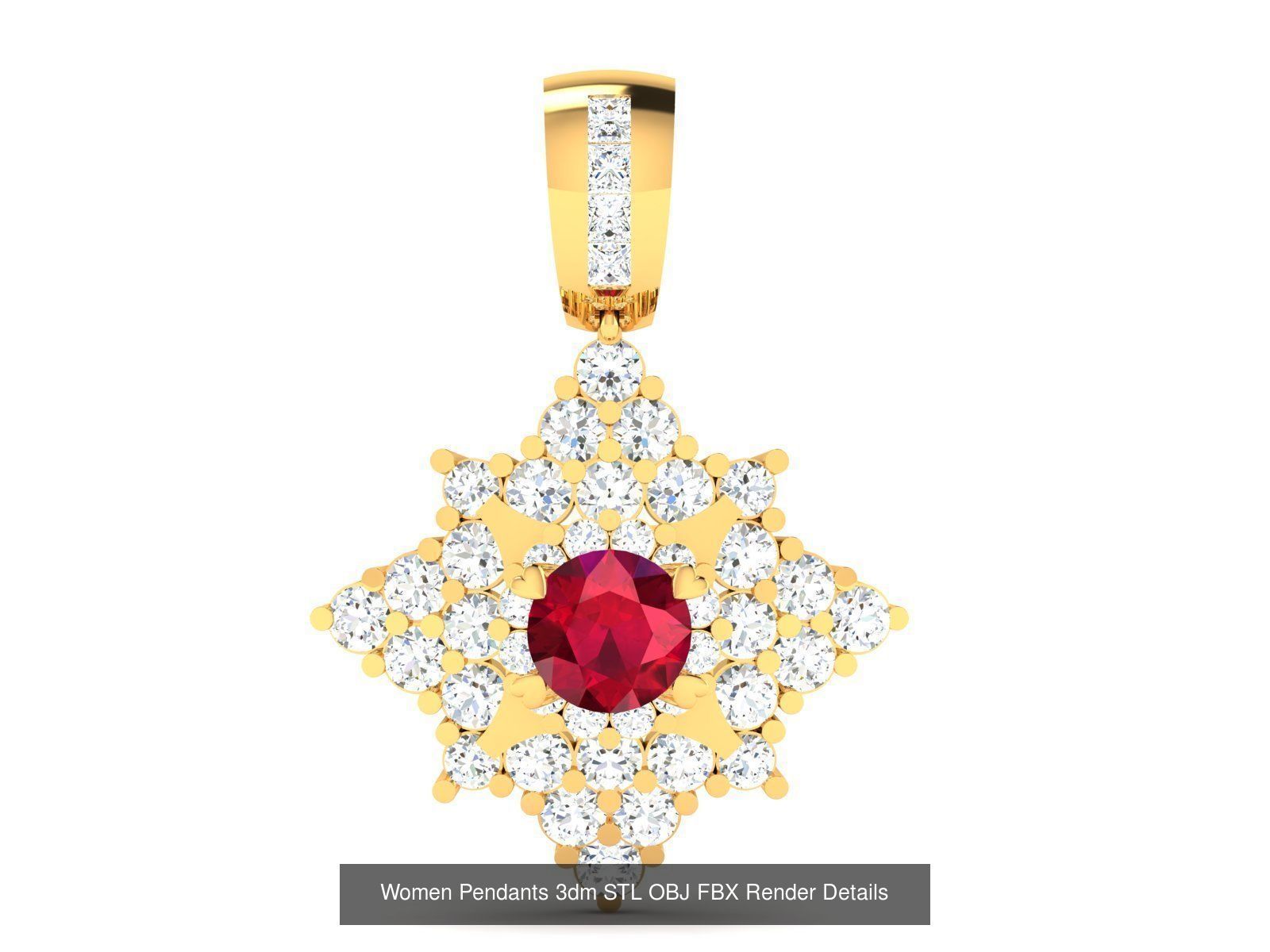 830 Solitaire Women Pendants 3dm STL OBJ FBX Details Collection _345