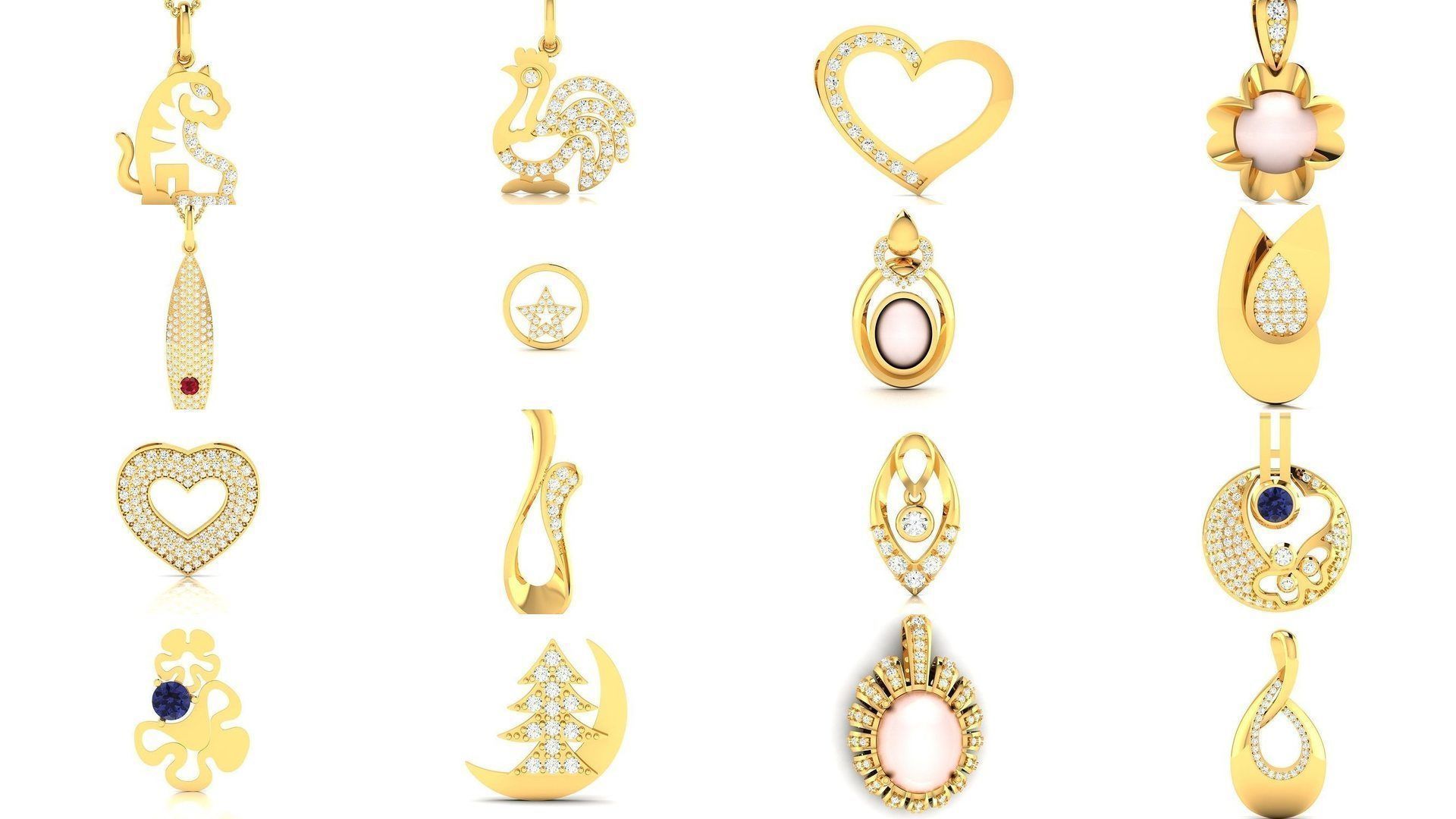 830 Solitaire Women Pendants 3dm STL OBJ FBX Details Collection _171