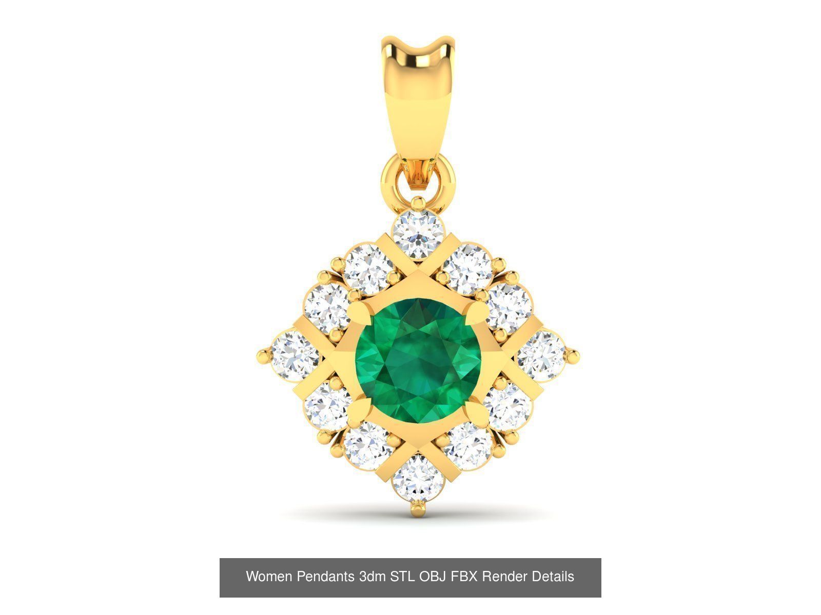 830 Solitaire Women Pendants 3dm STL OBJ FBX Details Collection _362