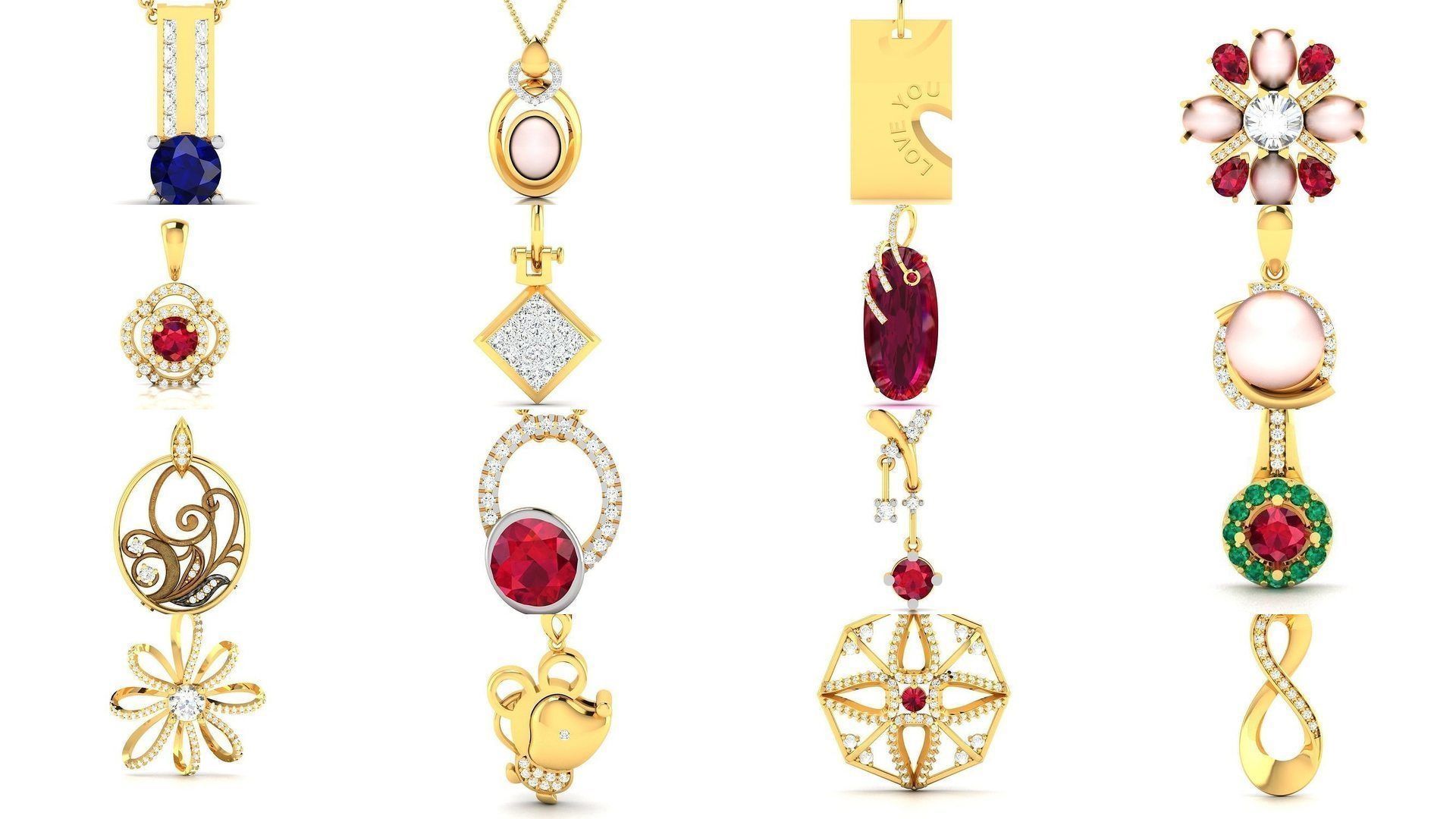 830 Solitaire Women Pendants 3dm STL OBJ FBX Details Collection _94