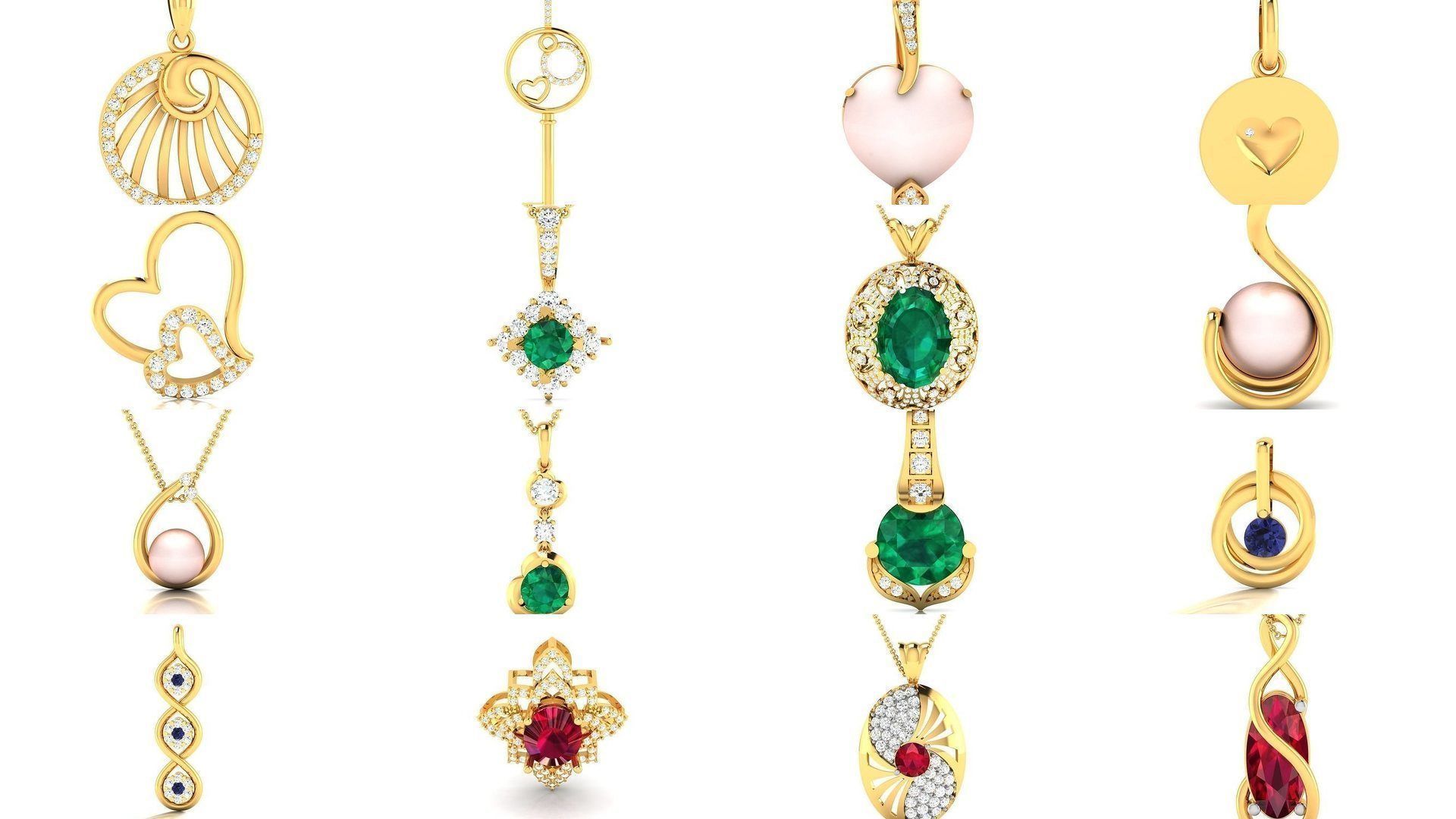 830 Solitaire Women Pendants 3dm STL OBJ FBX Details Collection _124