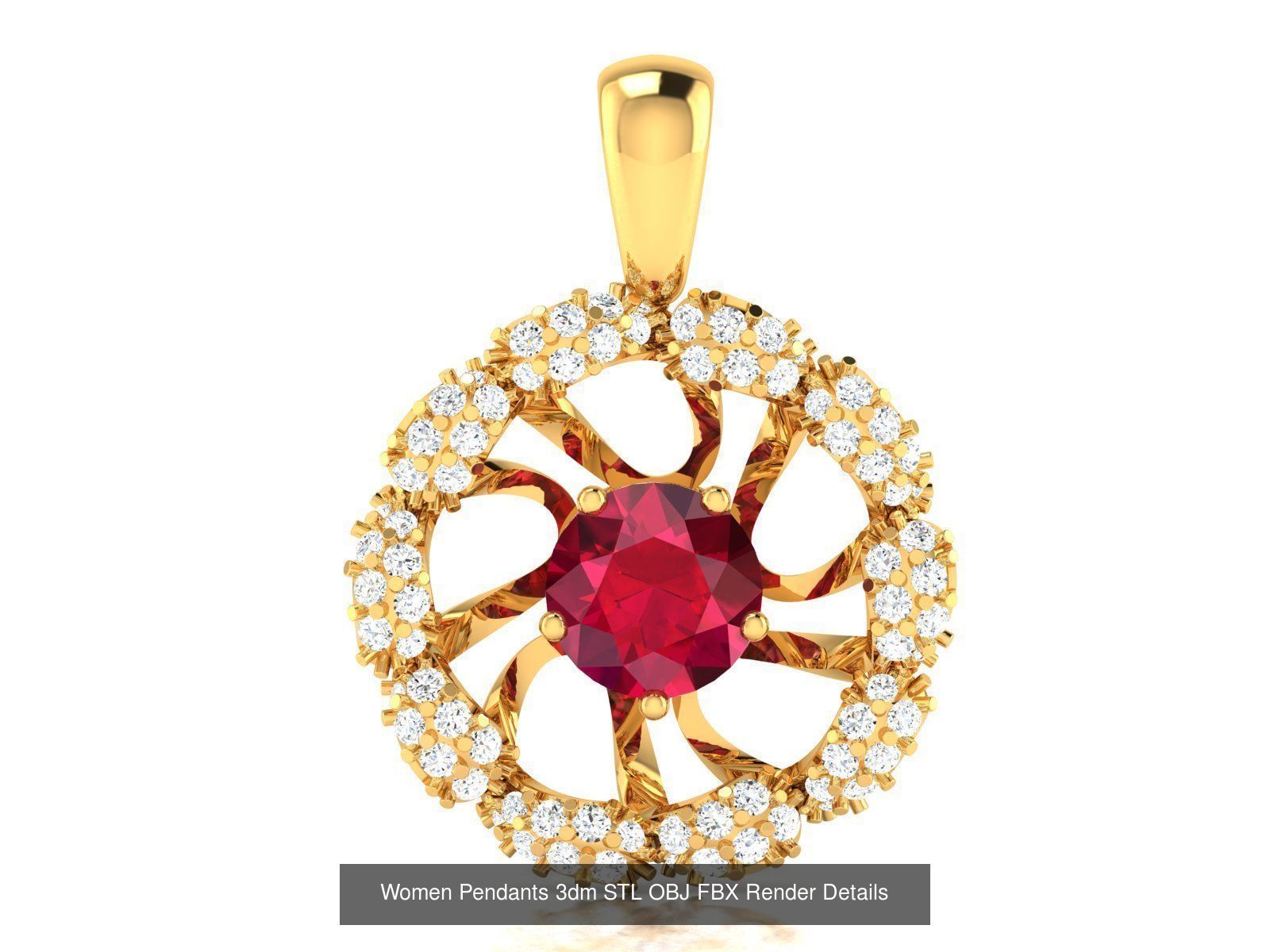 830 Solitaire Women Pendants 3dm STL OBJ FBX Details Collection _344