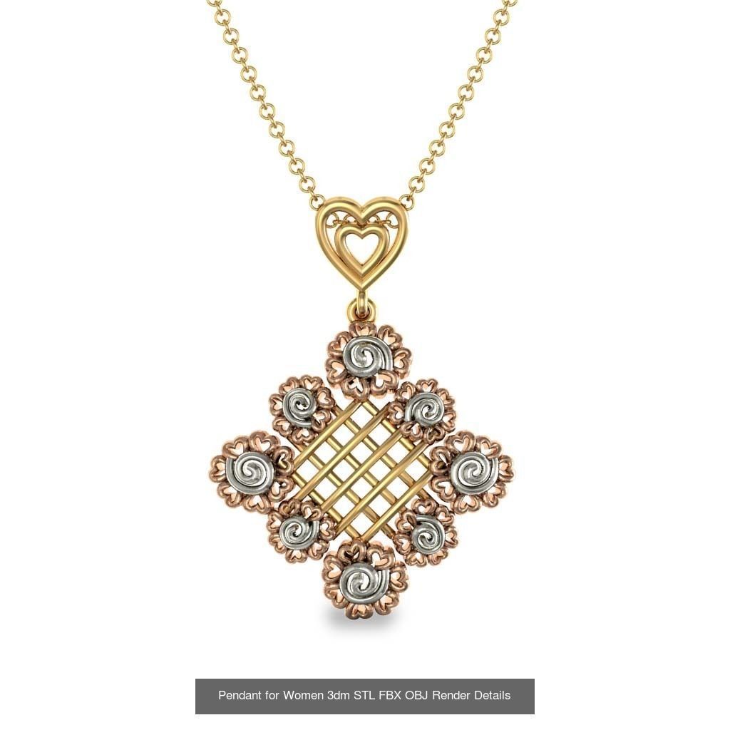 830 Solitaire Women Pendants 3dm STL OBJ FBX Details Collection _265