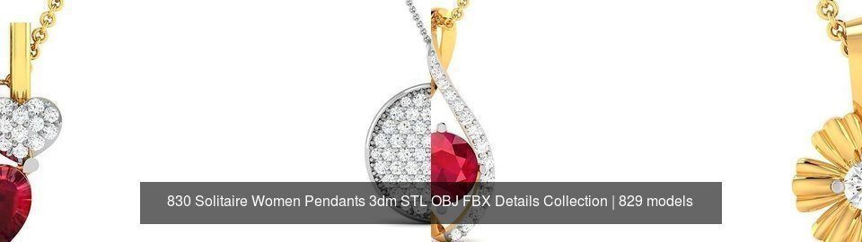 830 Solitaire Women Pendants 3dm STL OBJ FBX Details Collection _126