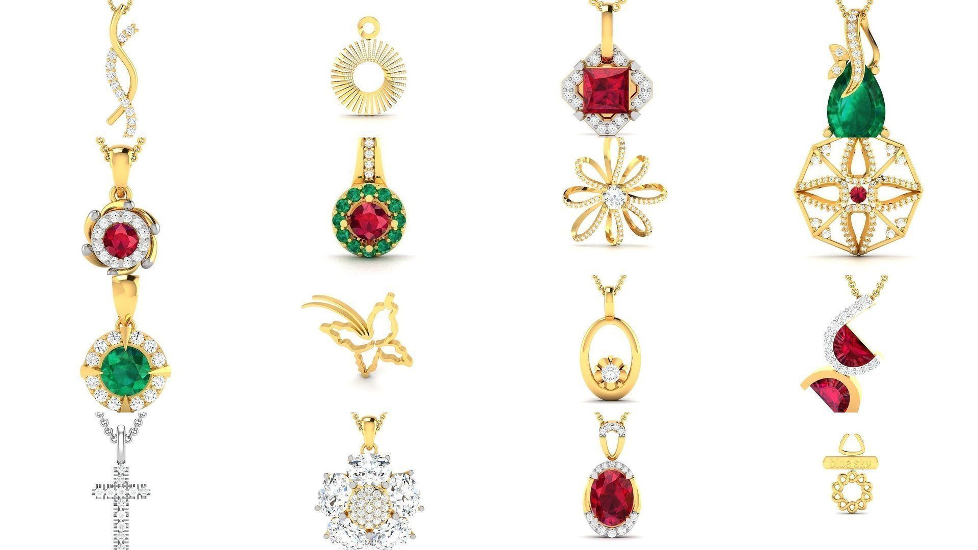 830 Solitaire Women Pendants 3dm STL OBJ FBX Details Collection _134