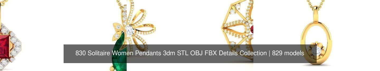 830 Solitaire Women Pendants 3dm STL OBJ FBX Details Collection _81
