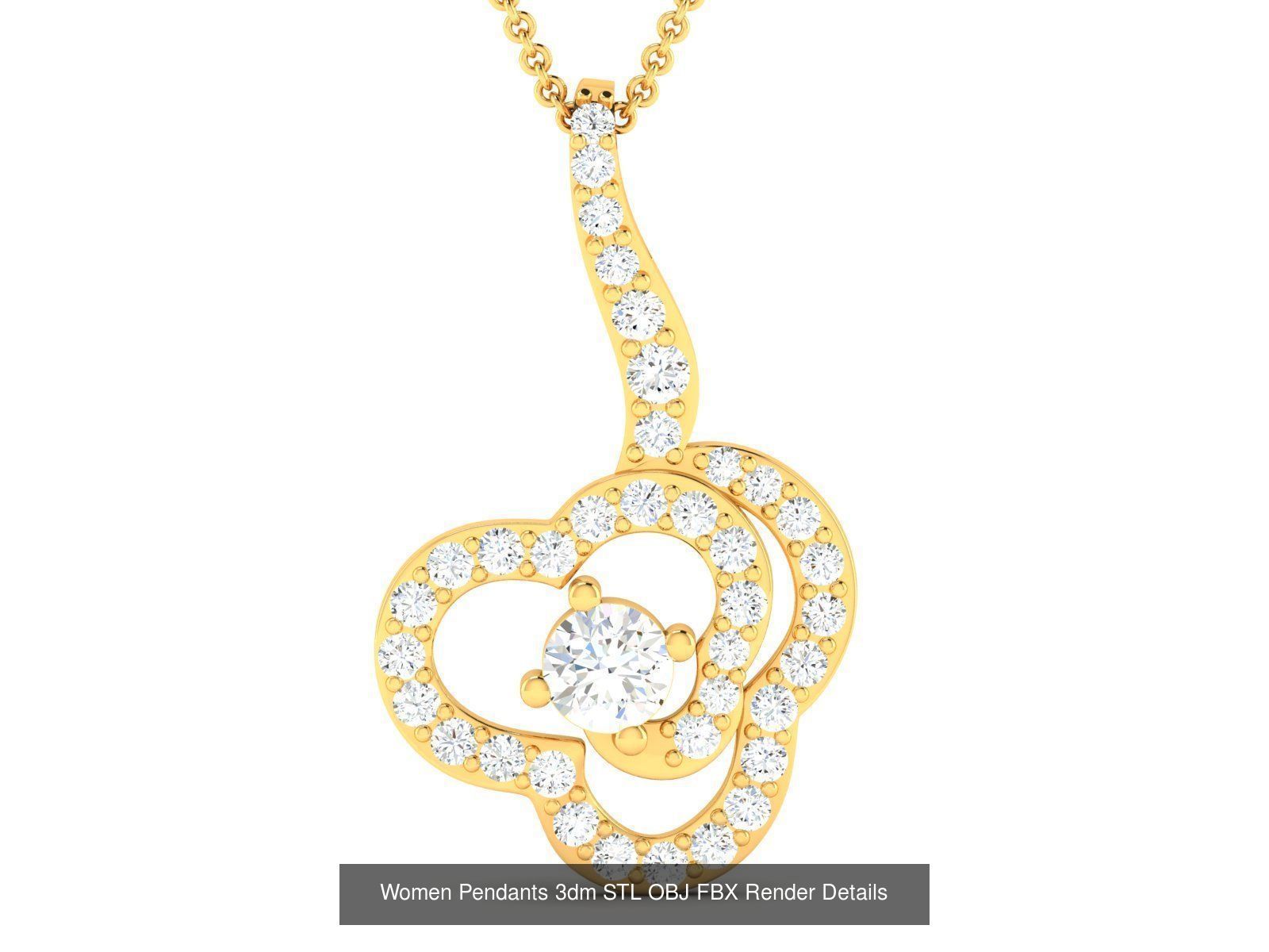 830 Solitaire Women Pendants 3dm STL OBJ FBX Details Collection _351