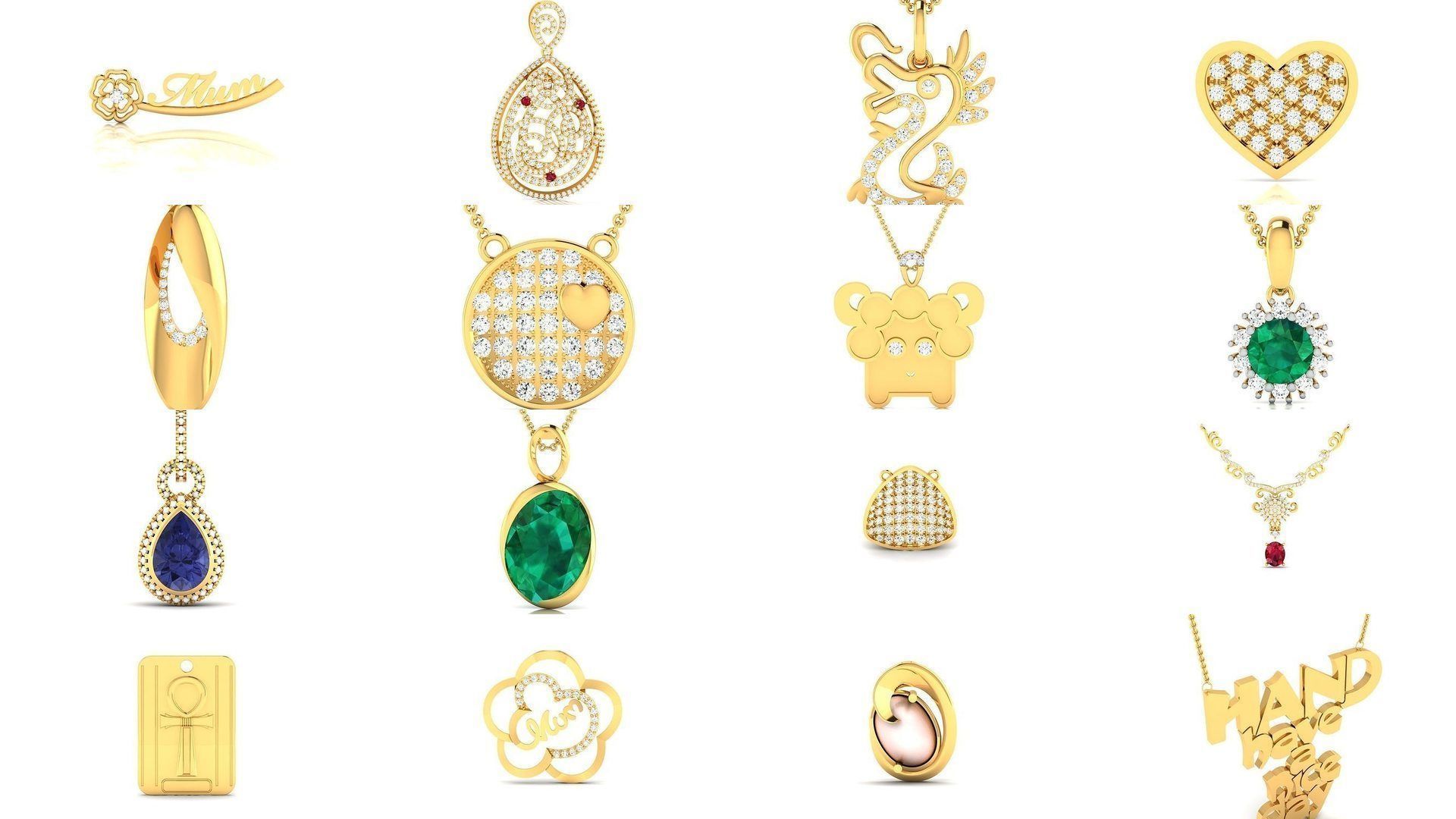 830 Solitaire Women Pendants 3dm STL OBJ FBX Details Collection _269