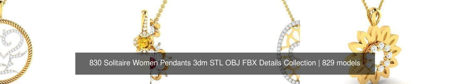 830 Solitaire Women Pendants 3dm STL OBJ FBX Details Collection _107