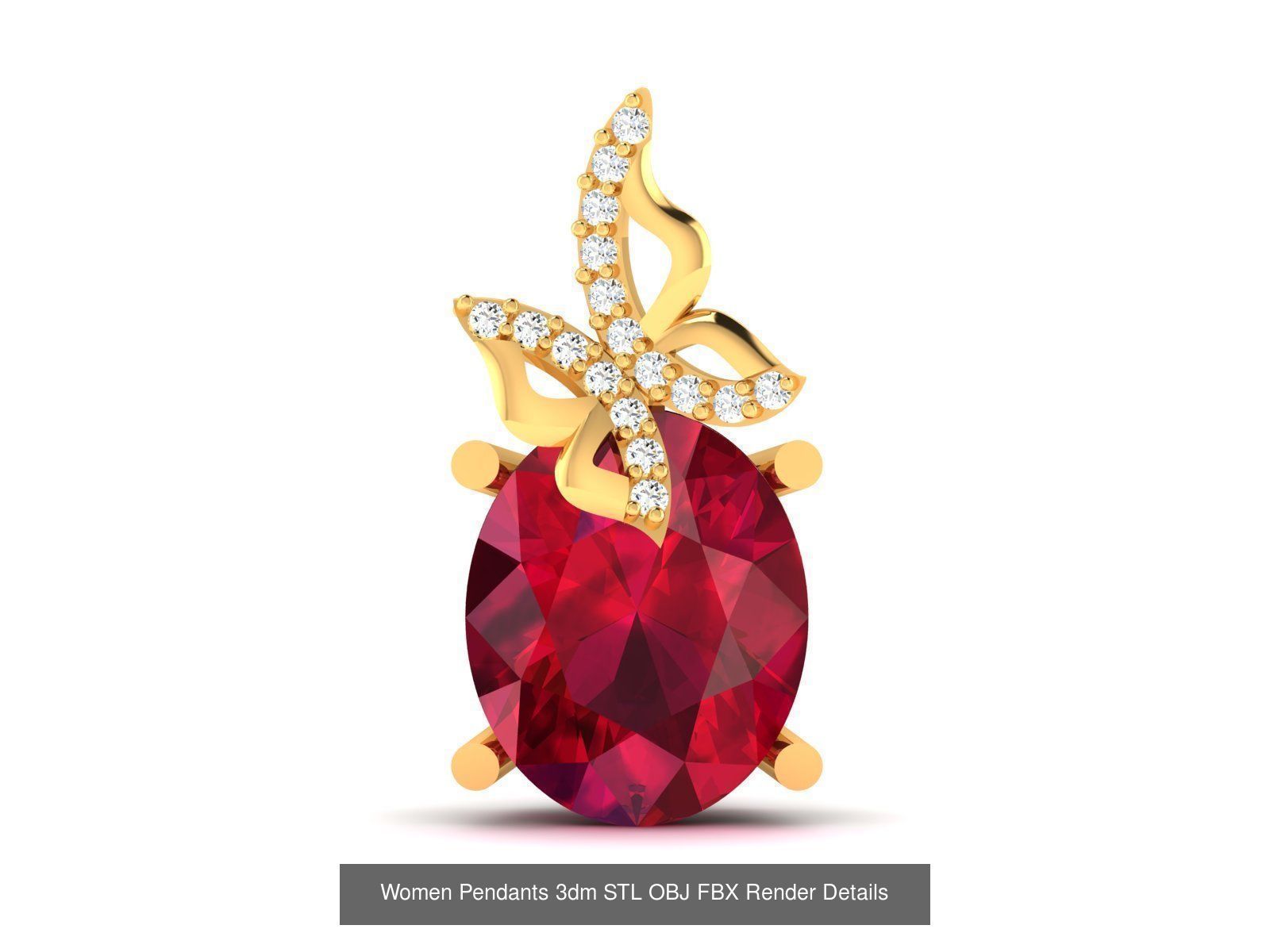 830 Solitaire Women Pendants 3dm STL OBJ FBX Details Collection _374