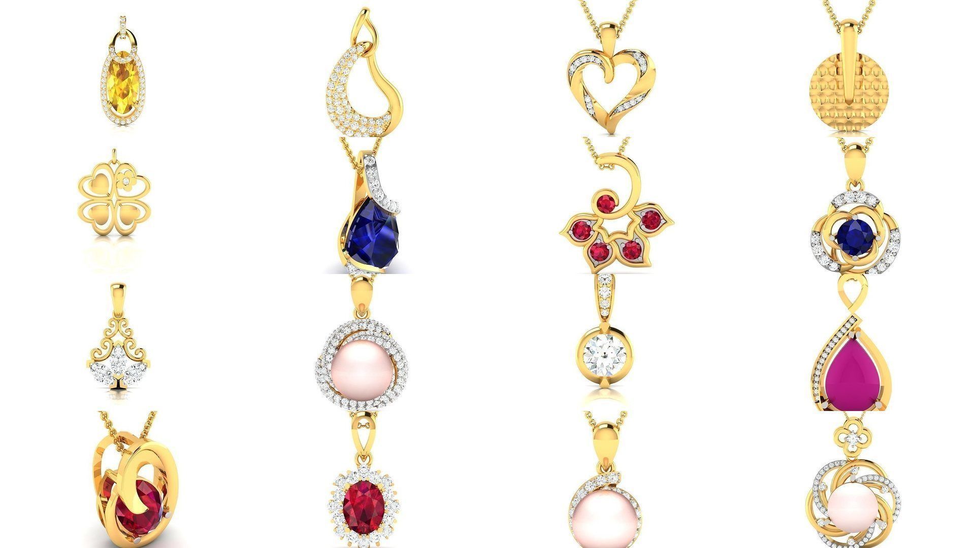 830 Solitaire Women Pendants 3dm STL OBJ FBX Details Collection _302