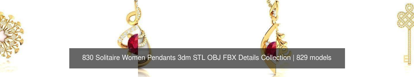 830 Solitaire Women Pendants 3dm STL OBJ FBX Details Collection _220