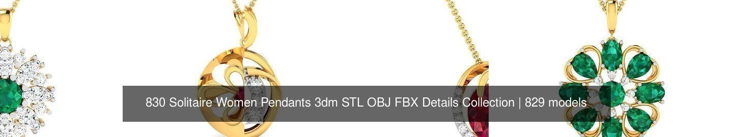 830 Solitaire Women Pendants 3dm STL OBJ FBX Details Collection _145