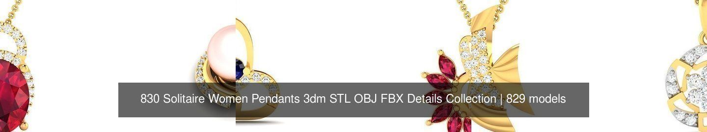 830 Solitaire Women Pendants 3dm STL OBJ FBX Details Collection _62