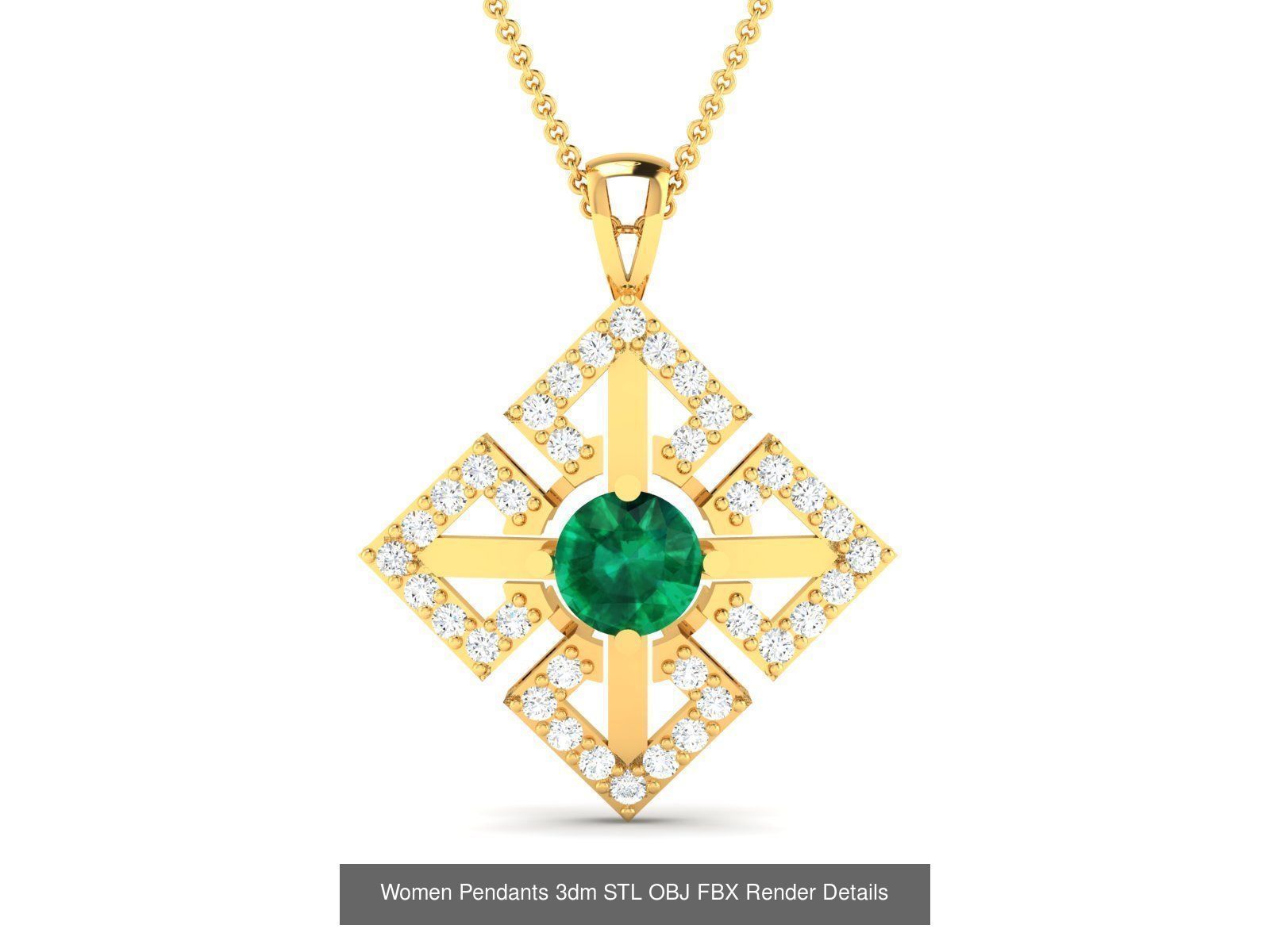 830 Solitaire Women Pendants 3dm STL OBJ FBX Details Collection _355