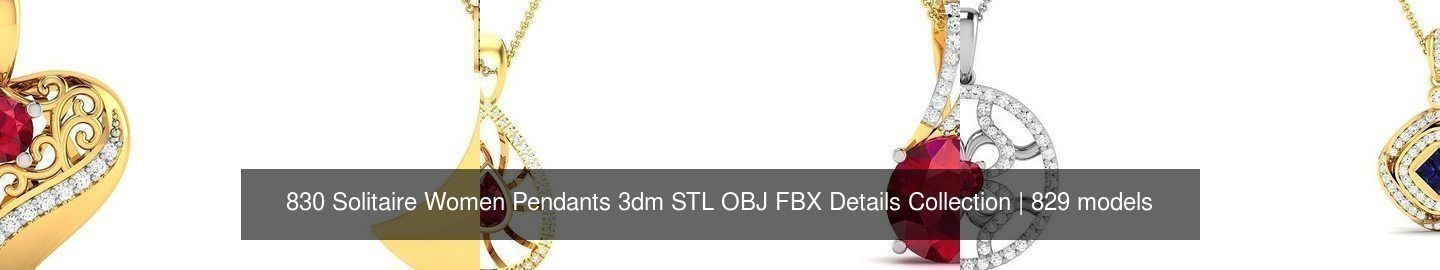 830 Solitaire Women Pendants 3dm STL OBJ FBX Details Collection _196