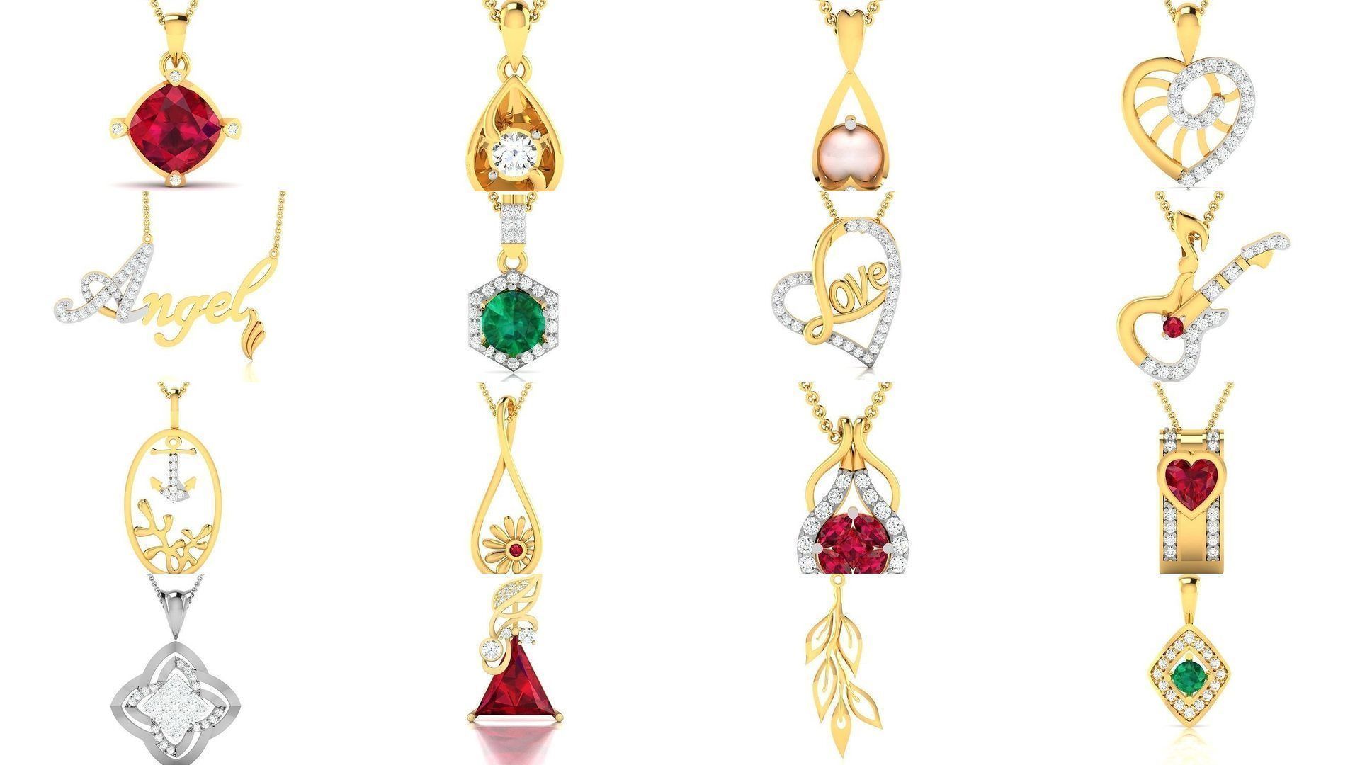 830 Solitaire Women Pendants 3dm STL OBJ FBX Details Collection _281