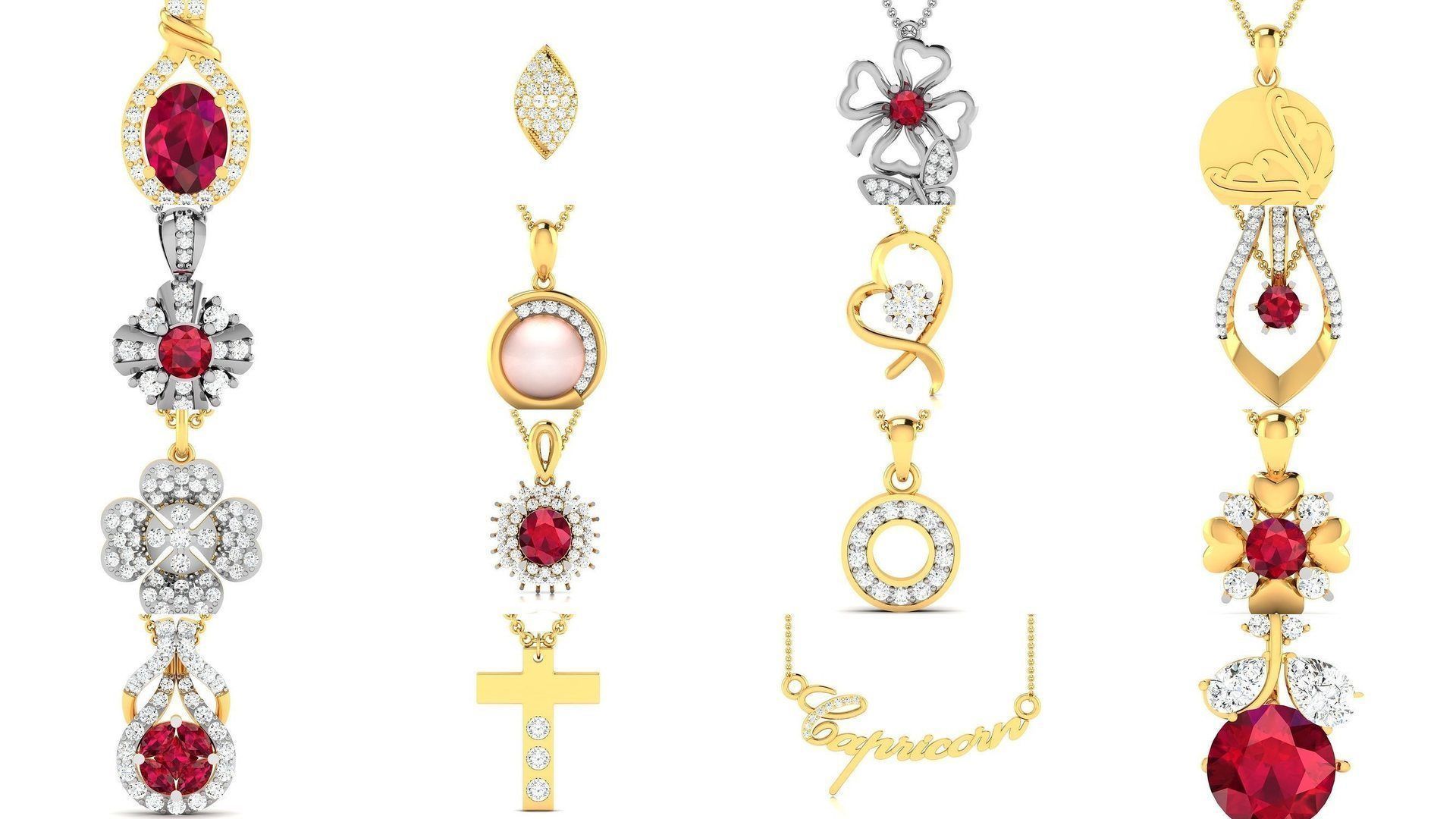 830 Solitaire Women Pendants 3dm STL OBJ FBX Details Collection _159