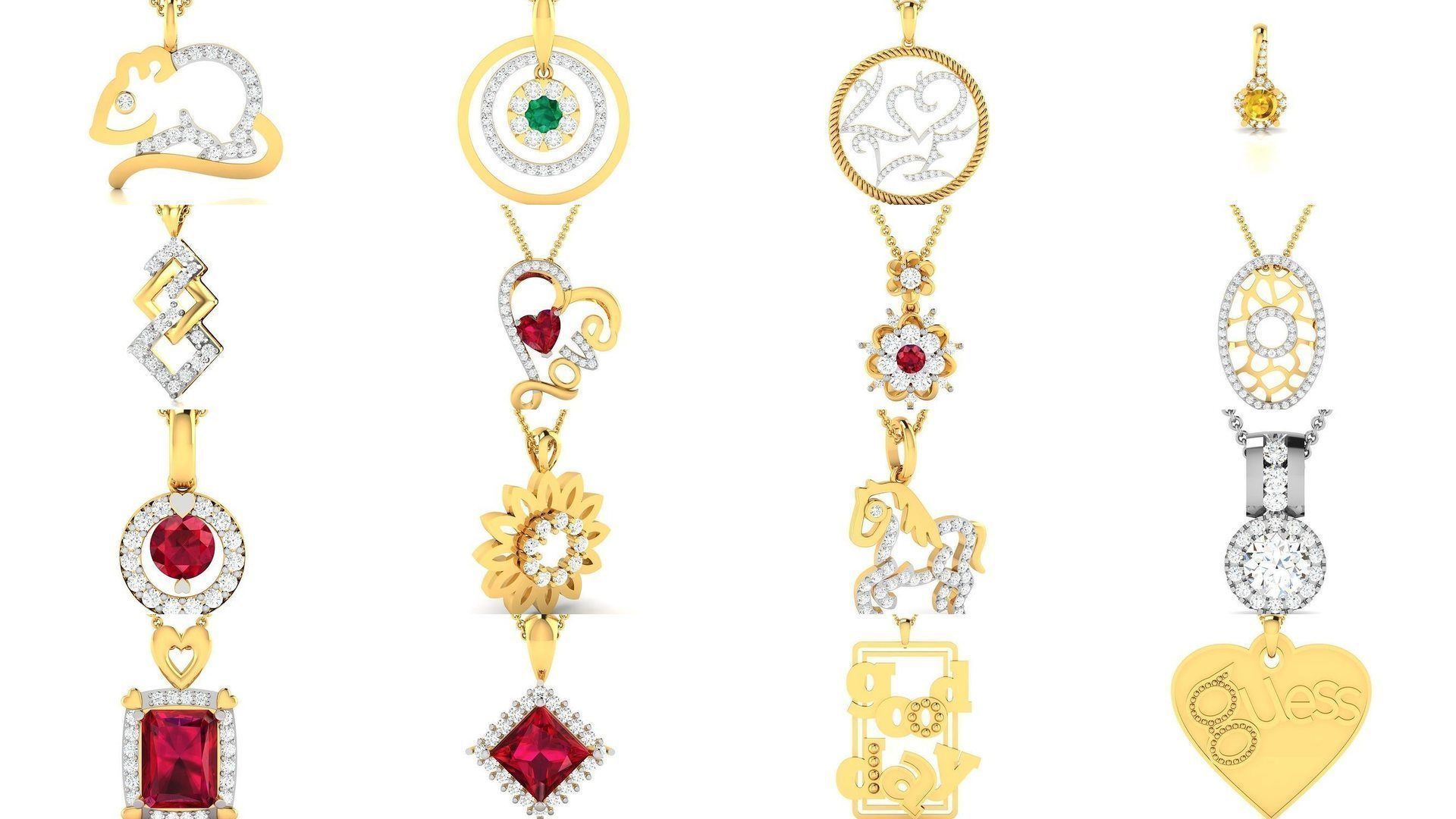 830 Solitaire Women Pendants 3dm STL OBJ FBX Details Collection _194