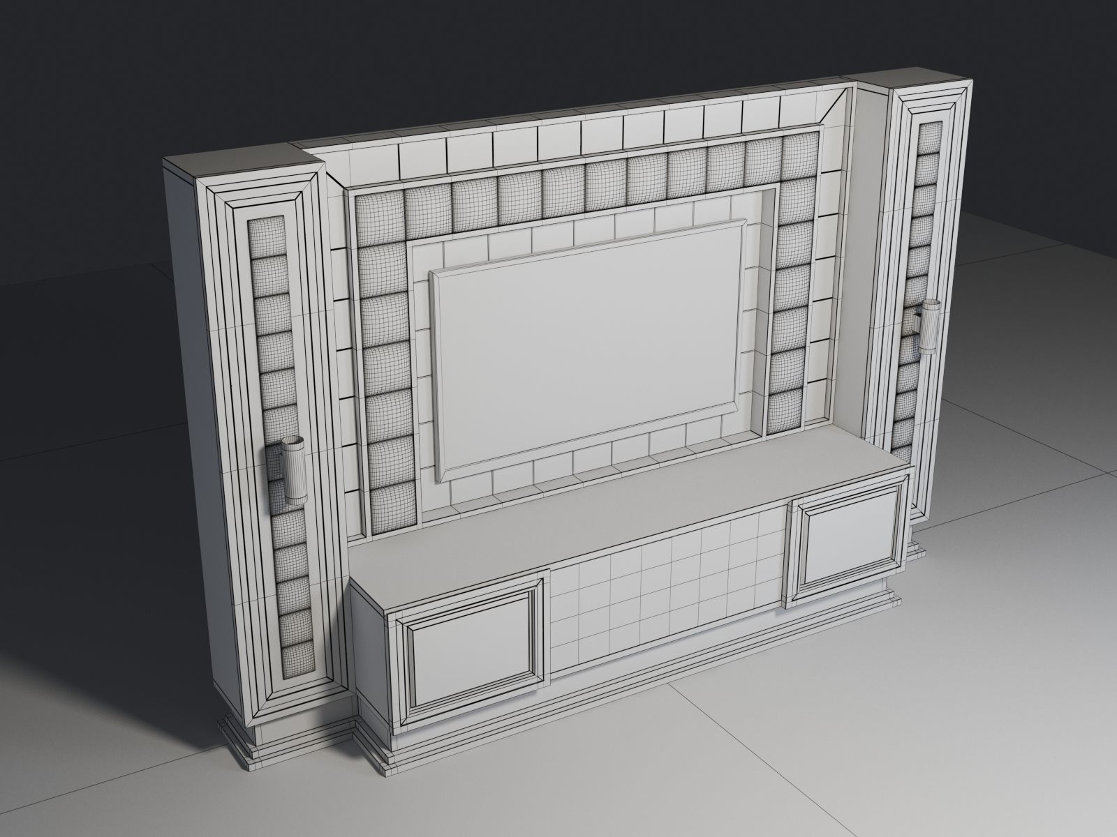 TV Unit With Fireplace 3D model_7