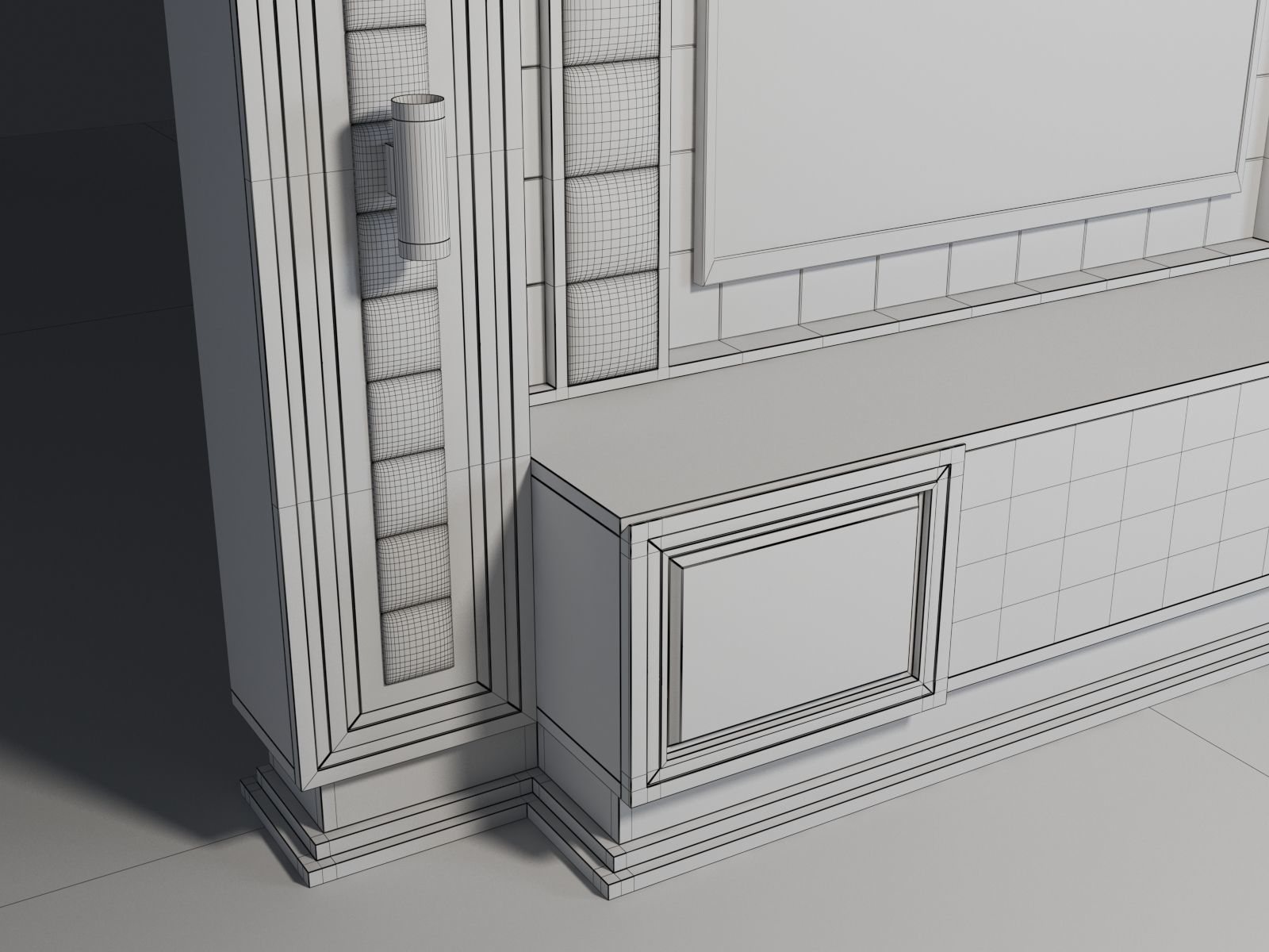 TV Unit With Fireplace 3D model_8