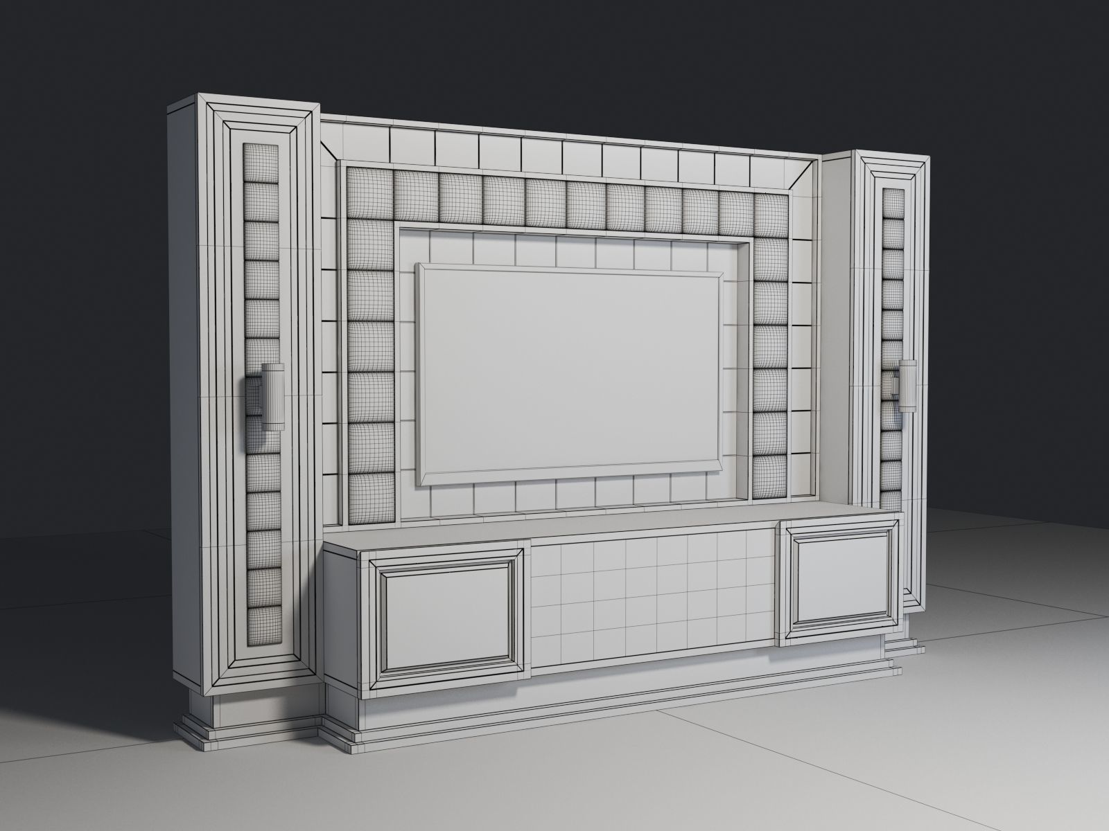 TV Unit With Fireplace 3D model_5