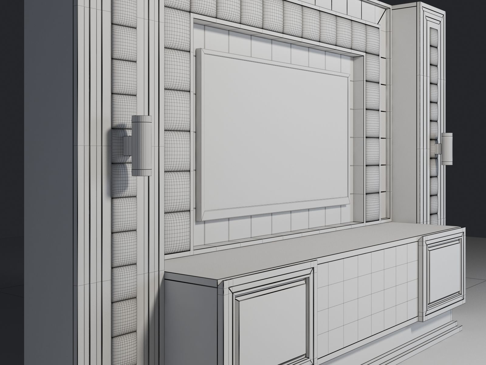 TV Unit With Fireplace 3D model_9