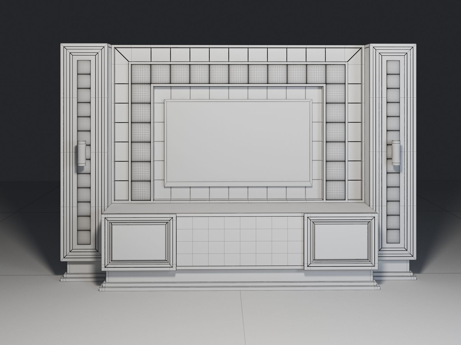 TV Unit With Fireplace 3D model_6